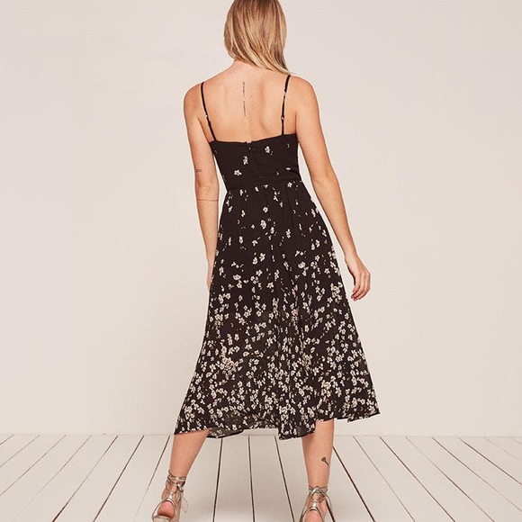 Reformation Nala Dress in Black Oleander - Picture 2 of 4